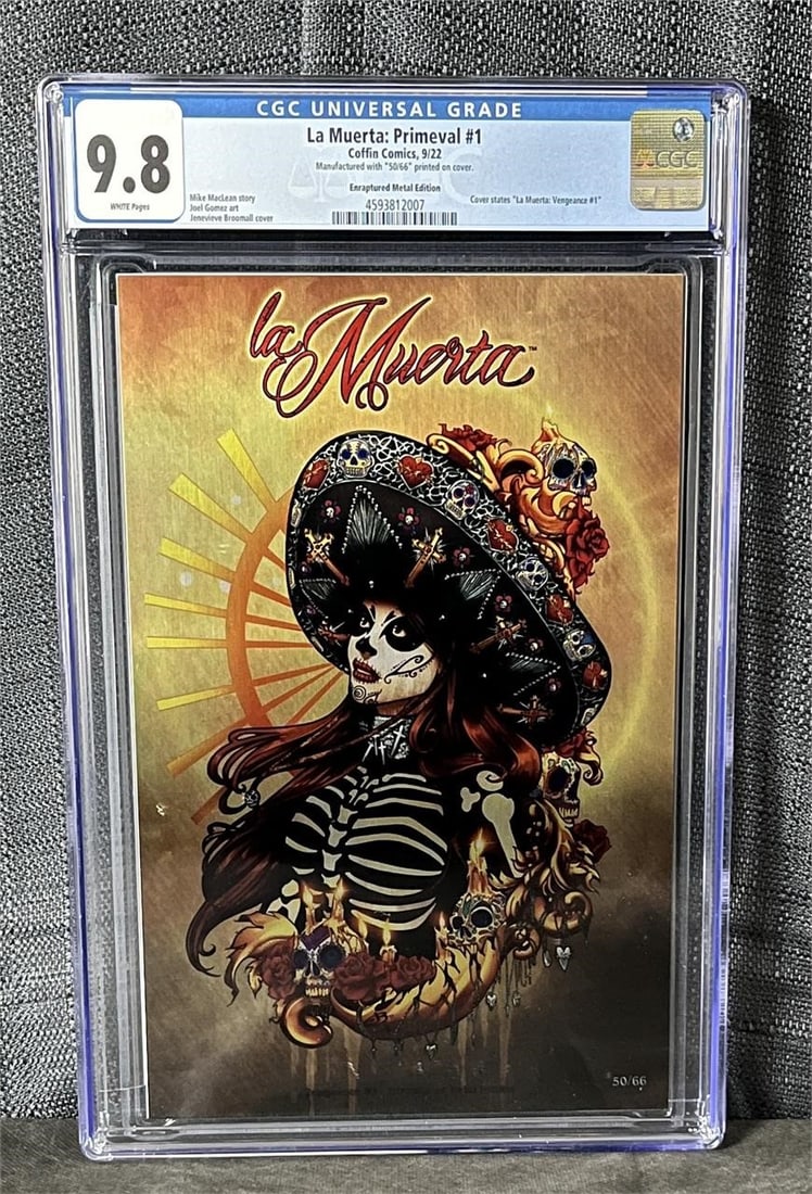 La Muerta Raptured Metal Foil Ed. #50/66 CGC 9.8: We ship in-house! We ship internationally. We also offer pick up and we offer a discount for cash payments. Please look at pictures carefully to determine what you believe are the condition of each lo