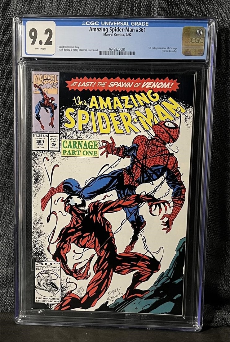 Amazing Spider-man 361 1st App Carnage CGC 9.2: We ship in-house! We ship internationally. We also offer pick up and we offer a discount for cash payments. Please look at pictures carefully to determine what you believe are the condition of each lo