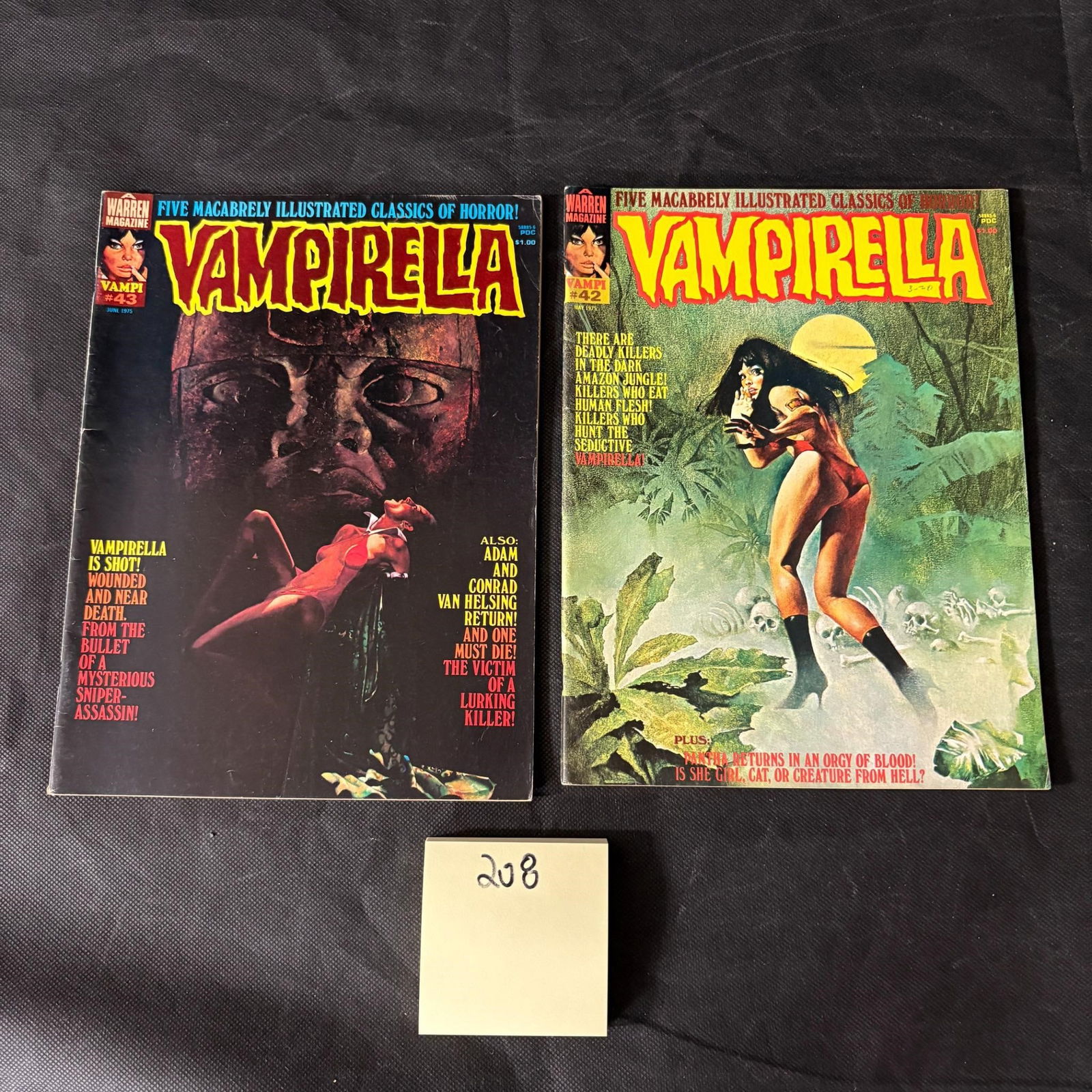 Vampirella 42 & 43 Warren Bronze Age Horror Mags: We ship in-house! We ship internationally. We also offer pick up and we offer a discount for cash payments. Please look at pictures carefully to determine what you believe are the condition of each lo