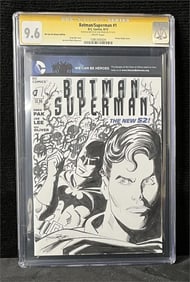Original Sketch Batman/Superman Comic CGC SS 9.6