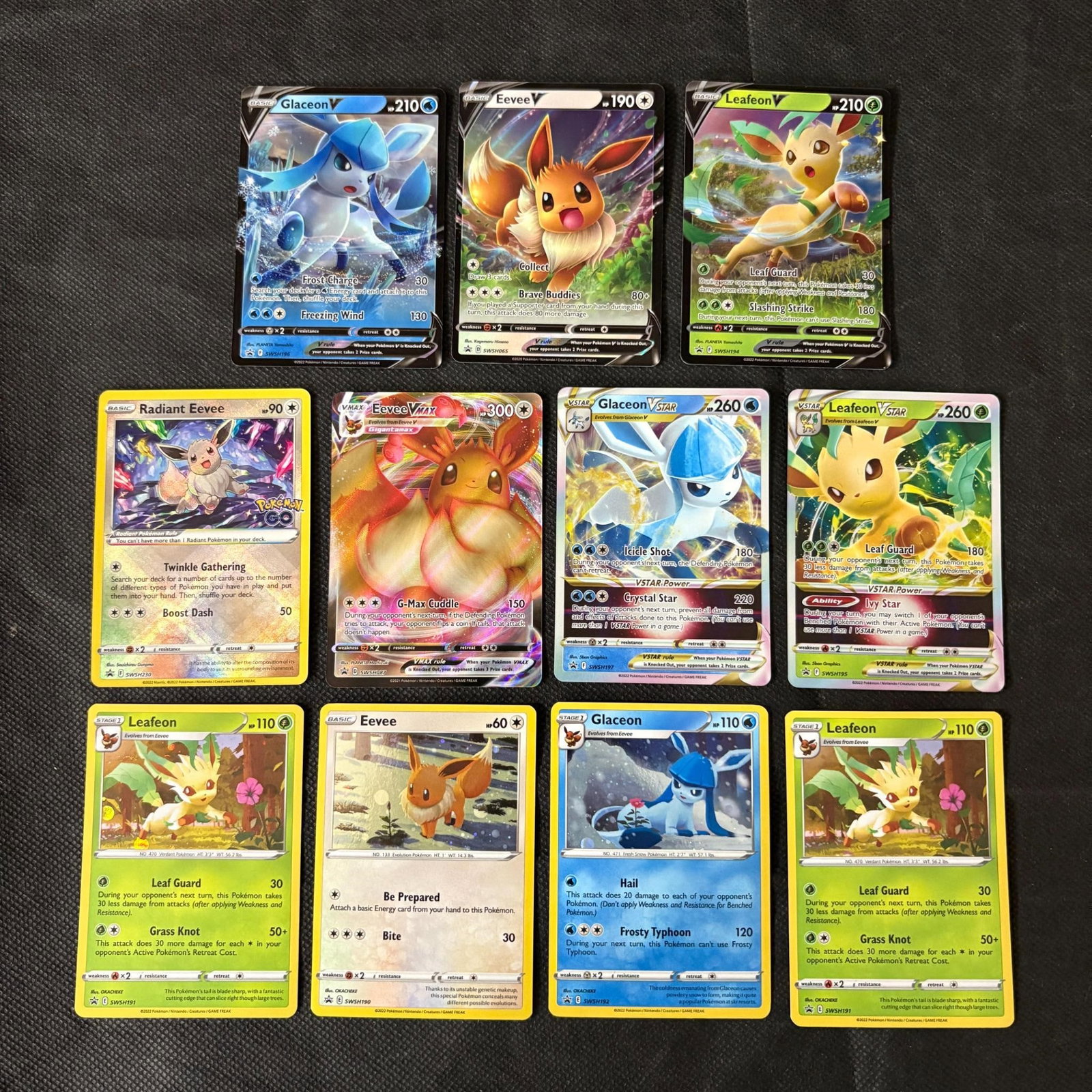 Eeveelution Promo Pokemon Cards, Radiant Eevee +: Sword and Shield Era Eeveelutions Promo Pokemon Cards. Radiant Eevee, Leafeon Eevee, Glaceon Cosmo Holo Promos + We ship in-house! We ship internationally. We also offer pick up and we offer a discoun