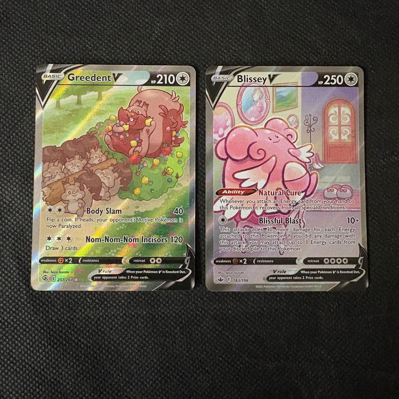 Alt Art Pokemon Cards, Blissey Greedent: Greedent V #257, Blissey V #183 Alternate Art Pokemon Cards. SWSH Era. We ship in-house! We ship internationally. We also offer pick up and we offer a discount for cash payments. Please look at pictur