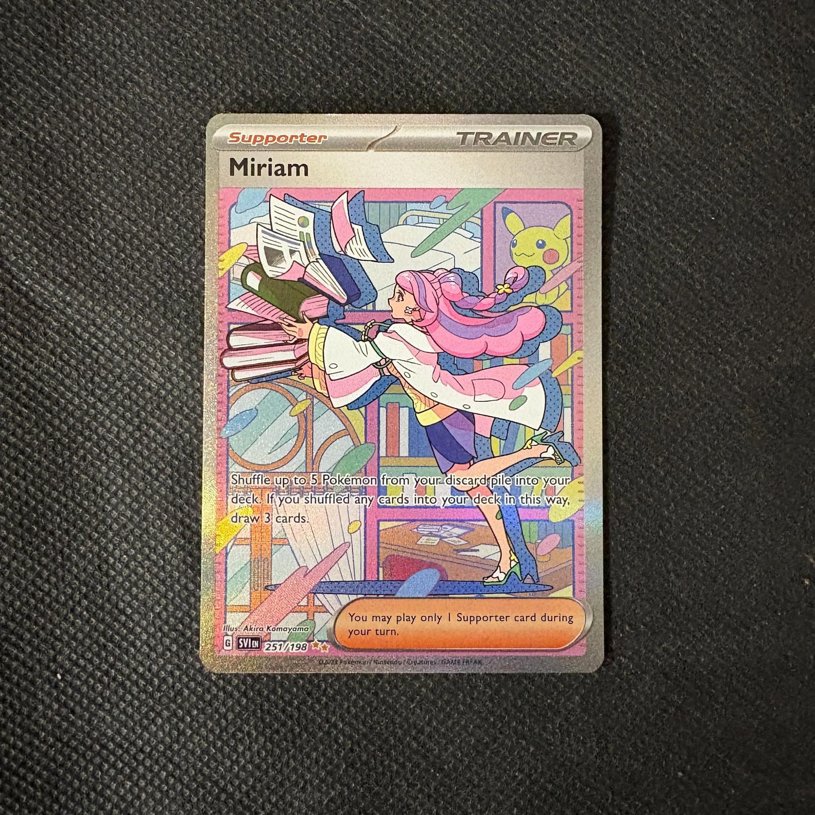 Miriam Special Illustration Rare Pokemon Card: Miriam #251 Special Illustration Rare Scarlet and Violet Pokemon Card. We ship in-house! We ship internationally. We also offer pick up and we offer a discount for cash payments. Please look at pictur