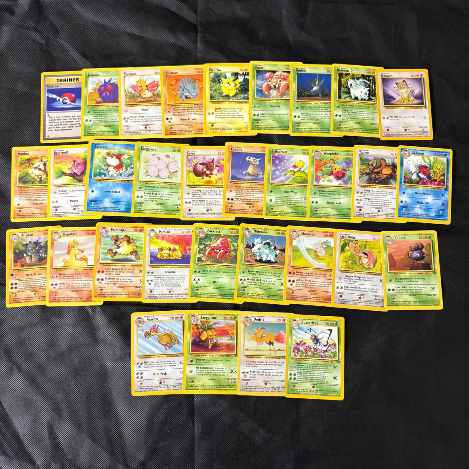 Vintage Jungle Set Commons and Uncommons: Complete Commons and Uncommon Set of Vintage Jungle Pokemon Cards. #33-64. We ship in-house! We ship internationally. We also offer pick up and we offer a discount for cash payments. Please look at pi