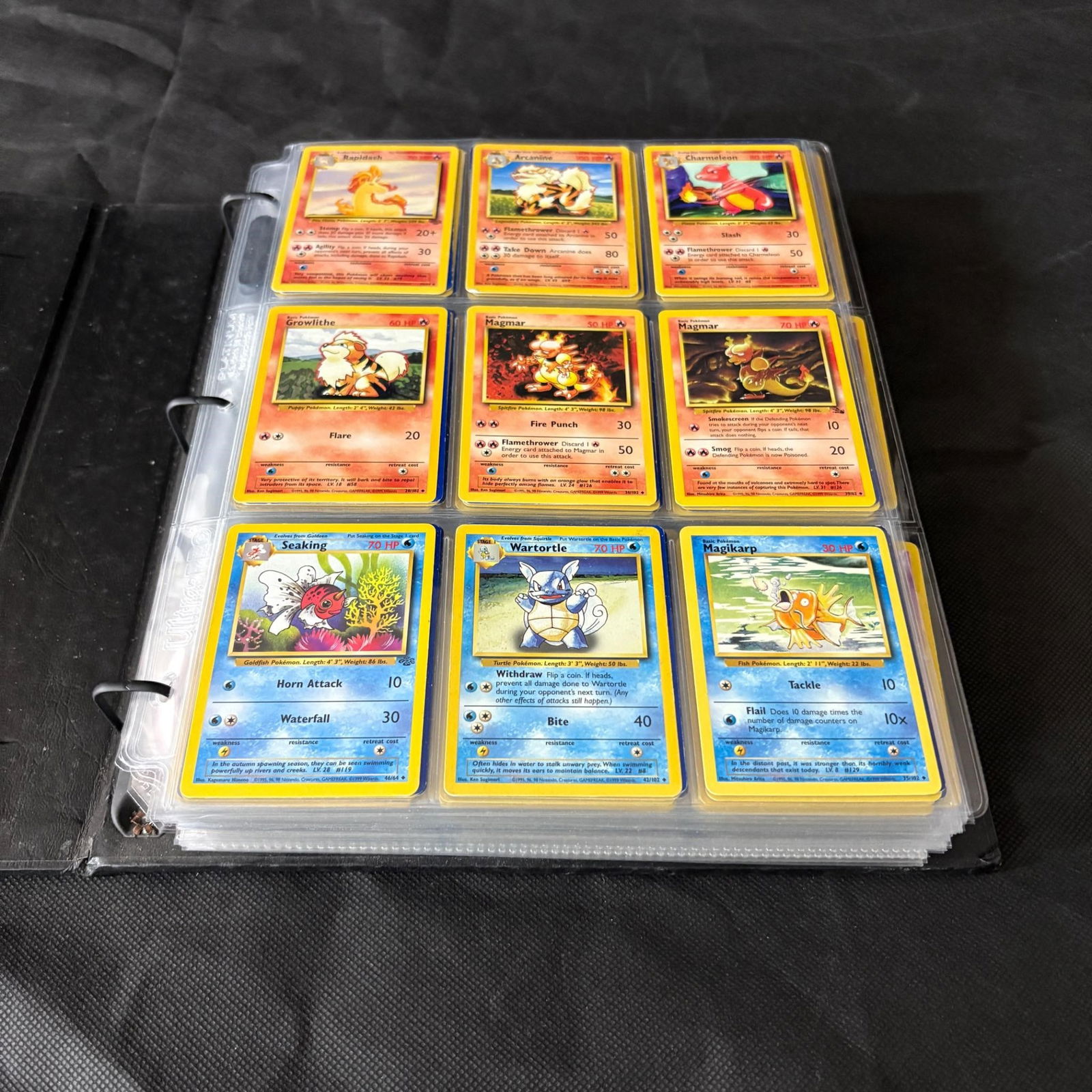 100s of Vintage Base, Jungle, Fossil Bulk Cards: Binder filled with 100s of Vintage Base Set, Jungle, and Fossil Common and Uncommon Pokemon Cards. We ship in-house! We ship internationally. We also offer pick up and we offer a discount for cash pay