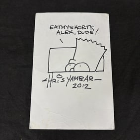 Chris Yambar Signed  w/ Bart Simpson Sketch Original Art