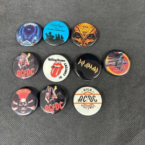 1980s Rock Buttons, Def Leppard, ACDC, +