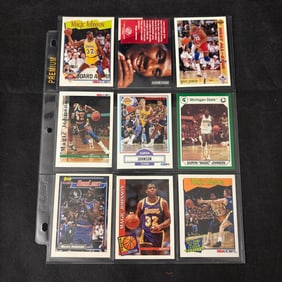 SHEET OF 9 HOF MAGIC JOHNSON CARDS