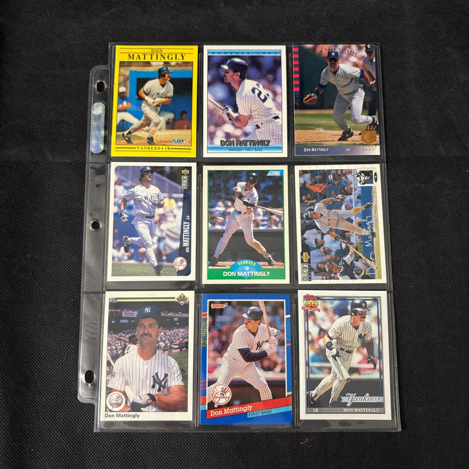 SHEET OF 9 DON MATTINGLY CARDS: We ship in-house! We ship internationally. We also offer pick up and we offer a discount for cash payments. Please look at pictures carefully to determine what you believe are the condition of each lo