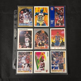 SHEET OF 9 HOF PATRICK EWING CARDS