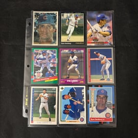 SHEET OF 9 HOF RYNE SANDBERG CARDS