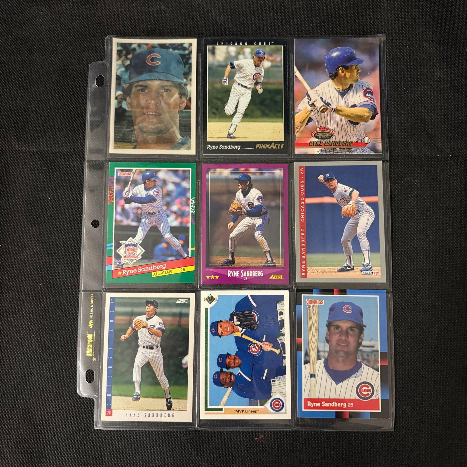 SHEET OF 9 HOF RYNE SANDBERG CARDS: We ship in-house! We ship internationally. We also offer pick up and we offer a discount for cash payments. Please look at pictures carefully to determine what you believe are the condition of each lo