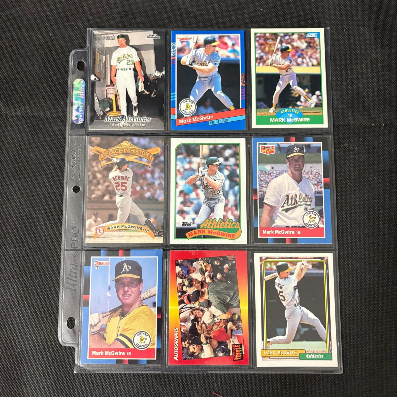 SHEET OF 9 MARK MCGWIRE CARDS (1 of 2)