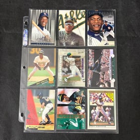 SHEET OF 9 HOF RICKEY HENDERSON CARDS