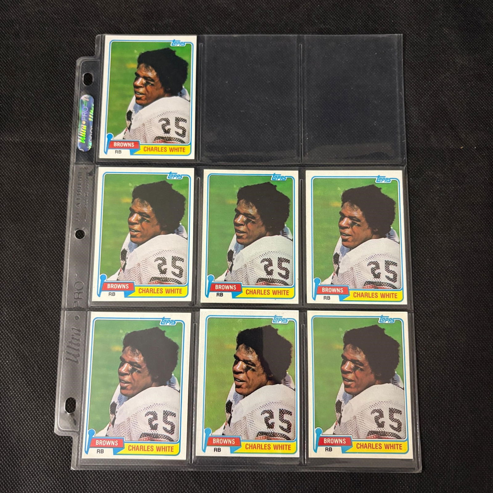 SHEET OF 7 1981 TOPPS CHARLES WHITE ROOKIE CARDS: We ship in-house! We ship internationally. We also offer pick up and we offer a discount for cash payments. Please look at pictures carefully to determine what you believe are the condition of each lo