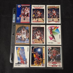 SHEET OF 9 HOF SCOTTIE PIPPEN CARDS