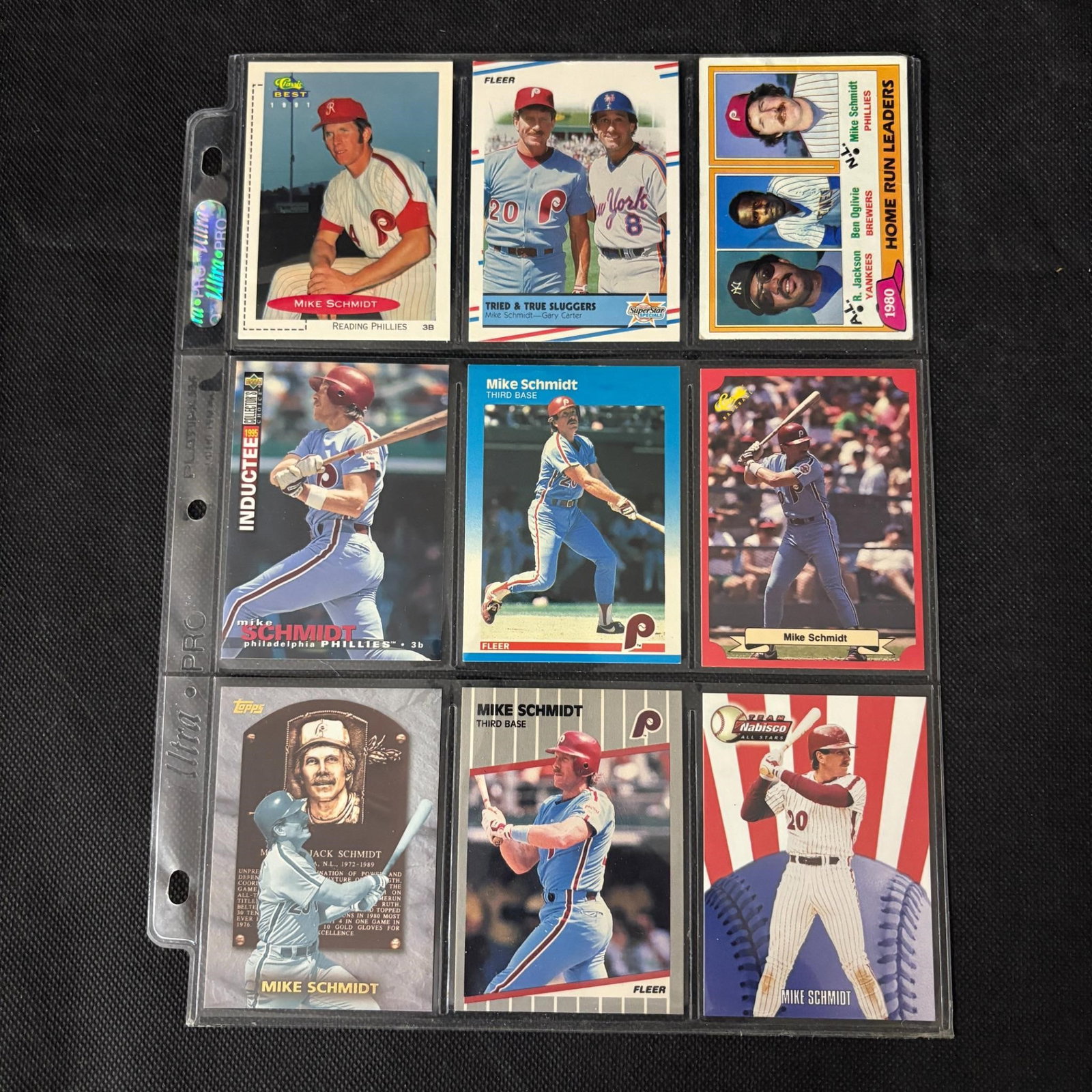 SHEET OF 9 HOF MIKE SCHMIDT CARDS: We ship in-house! We ship internationally. We also offer pick up and we offer a discount for cash payments. Please look at pictures carefully to determine what you believe are the condition of each lo