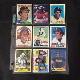 SHEET OF 9 HOF ROD CAREW CARDS