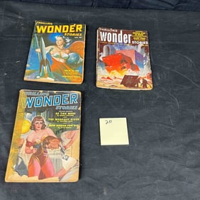 Three Thrilling Wonder Stories Pulp Magazines, June and August 1950, featuring Jack Vance
