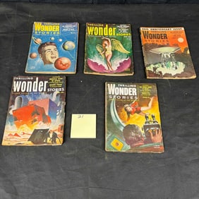 Five Thrilling Wonder Stories Pulp Magazines, circa 1940s-1950s