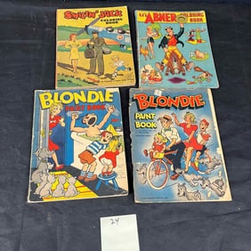 A Group of Four Mid-20th Century Comic Strip Coloring and Paint Books, including two Blondie Paint