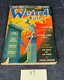 Weird Tales, November 1941, featuring Hannes Bok's Iconic Skeleton Cover