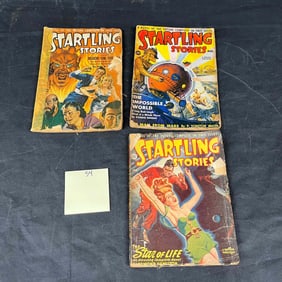 Three Startling Stories Pulp Magazines, May 1942, January 1947, and March 1947
