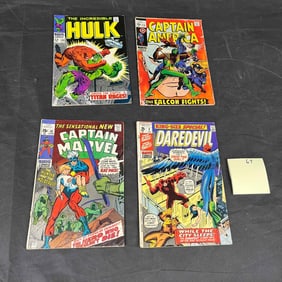 A Group of Four Marvel Comics Group Superhero Comic Books, Late 1960s-Early 1970s, featuring