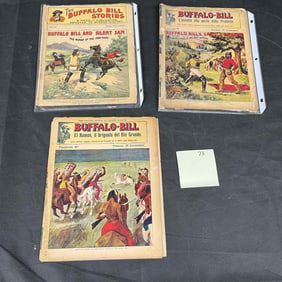 Three Vintage Buffalo Bill Pulp Magazines, American and Italian Editions, Late 19th/Early 20th