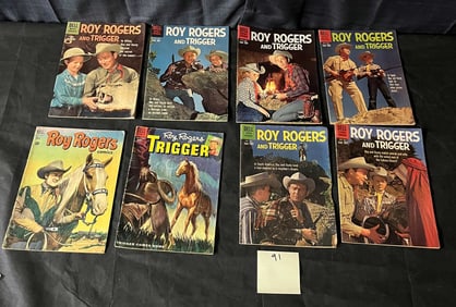 A Collection of Eight Dell Roy Rogers and Trigger Vintage Comic Books, 1950s