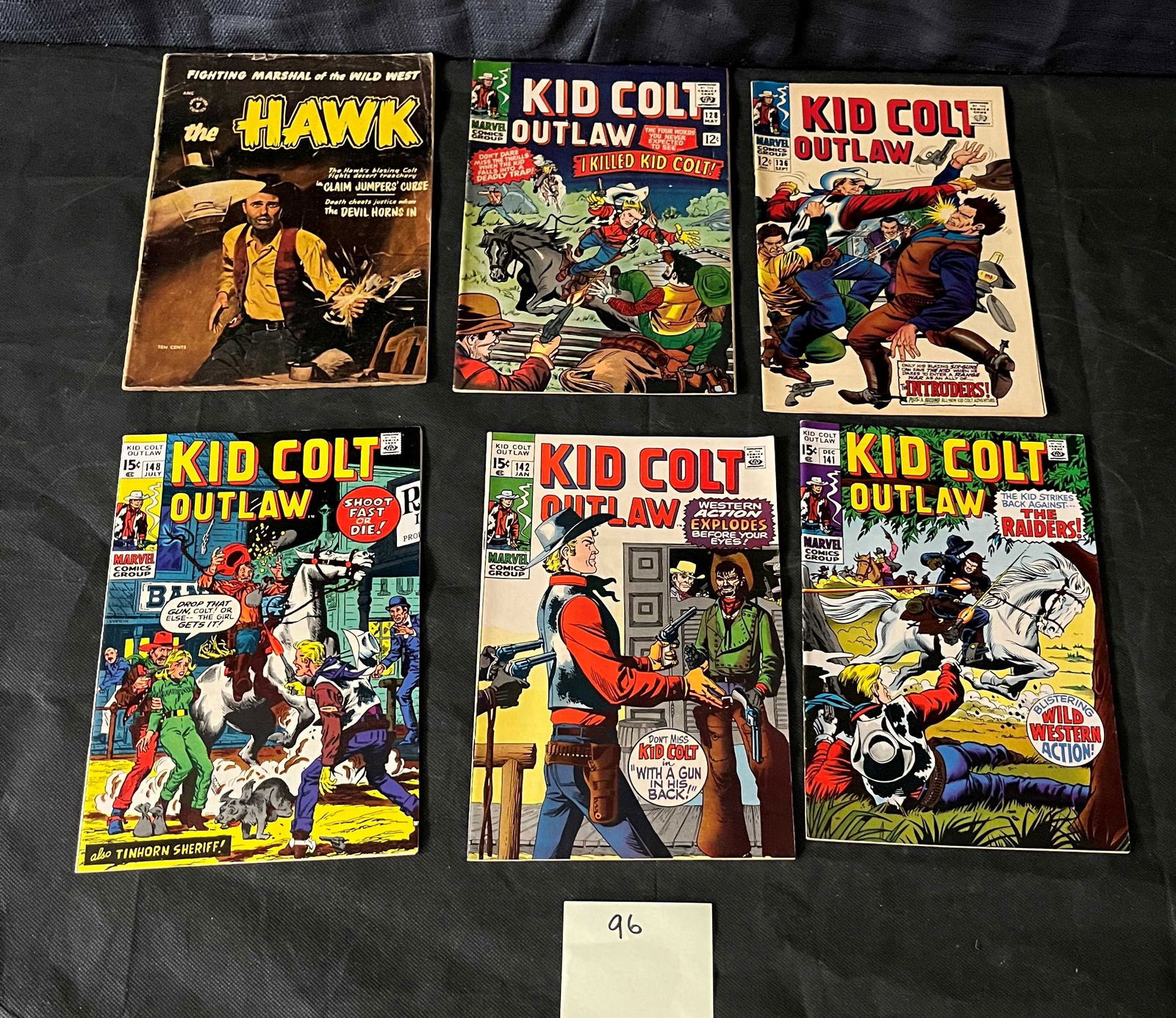 A Set of Six Marvel Group Western Comic Books, including Kid Colt Outlaw and The Hawk (1 of 2)