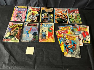 A Collection of Vintage DC Comics, including The Flash #201, and Period Advertisements
