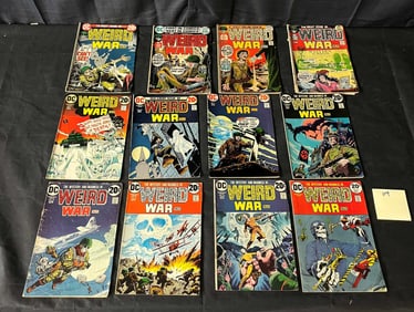 A Collection of 12 Vintage American DC Comics 'Weird War Tales' Series, Early 1970s