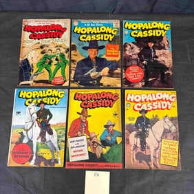 Six Hopalong Cassidy Fawcett Comic Books and Vintage Advertising Ephemera, circa 1950s