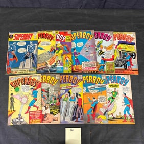 A Group of Ten DC Comics Superboy Silver Age Comic Books, Issues #121-129, #182