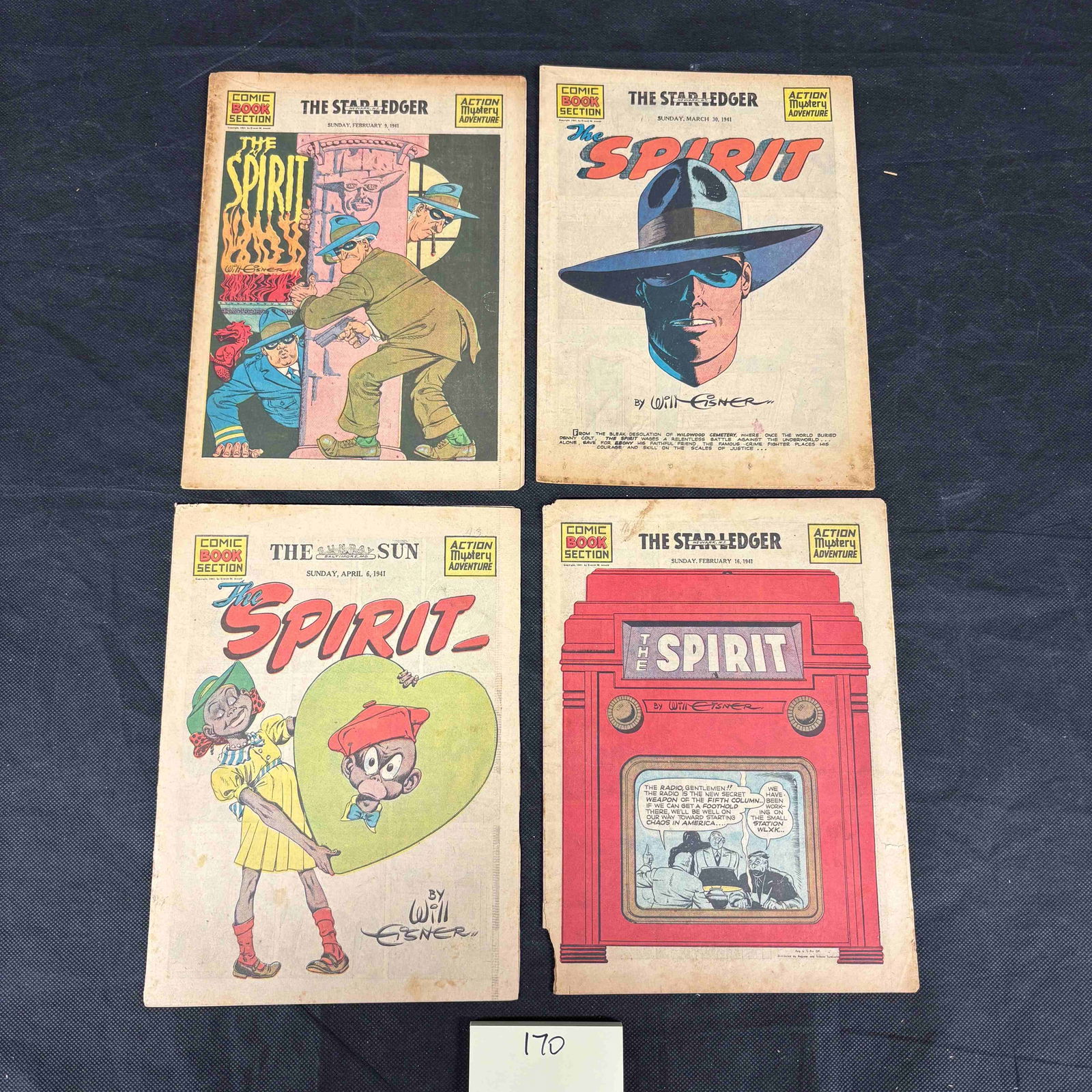 A Group of Four Golden Age Will Eisner The Spirit Newspaper Comic Sections, 1941 (1 of 2)