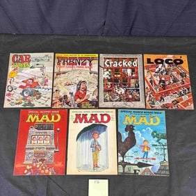 A Group of Vintage American Satirical Magazines and Ephemera, including MAD, Cracked, and Loco, c.