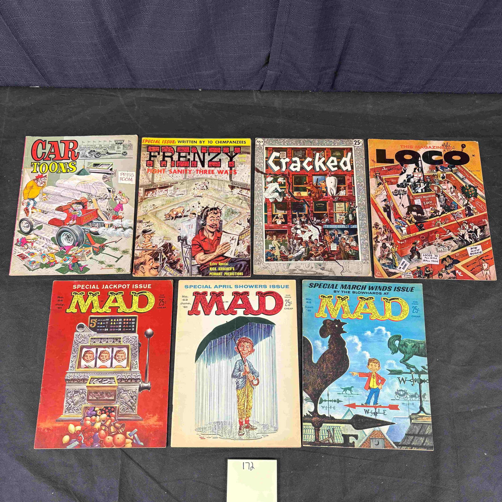 A Group of Vintage American Satirical Magazines and Ephemera, including MAD, Cracked, and Loco, c. (1 of 2)