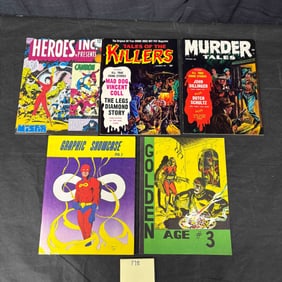 A Collection of Five Vintage Comic Books and Graphic Magazines, including Myron Fass's 'Tales of the