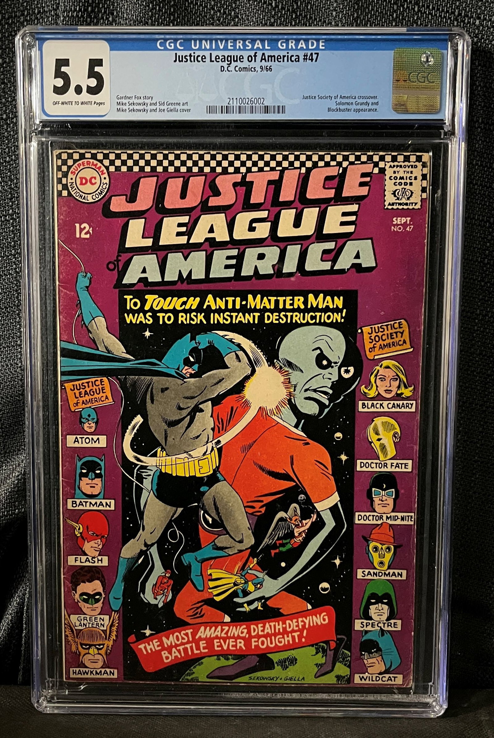 Justice League of America #47, D.C. Comics, September 1966, CGC Graded 5.5 (1 of 1)