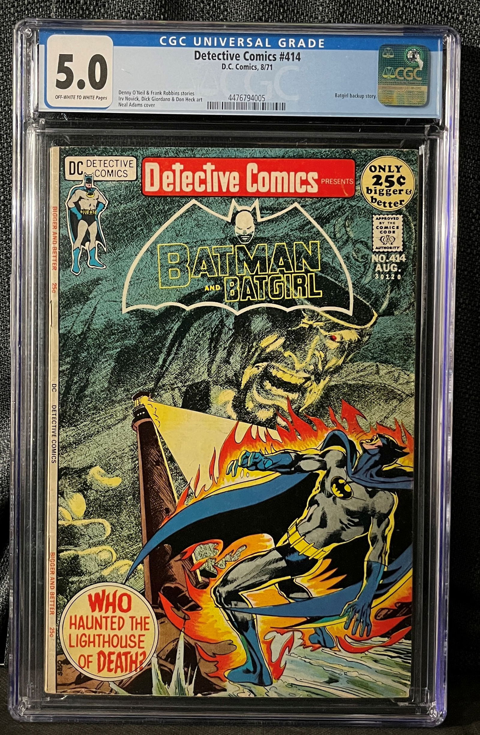Detective Comics #414, D.C. Comics, August 1971, CGC Graded 5.0, Neal Adams Cover (1 of 1)