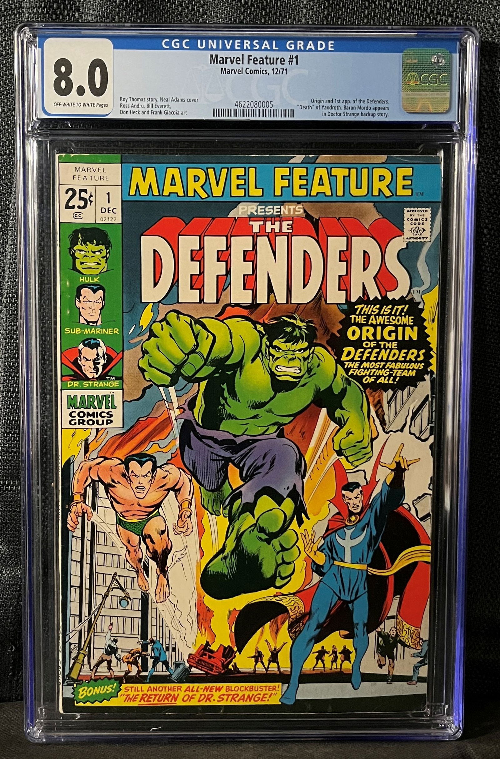 Marvel Feature #1, CGC Graded 8.0, 1st Appearance of The Defenders, Marvel Comics, 1971 (1 of 1)