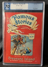 Dell Famous Stories #1 (1942) featuring Treasure Island, PGX Graded 7.0 (F/VF)