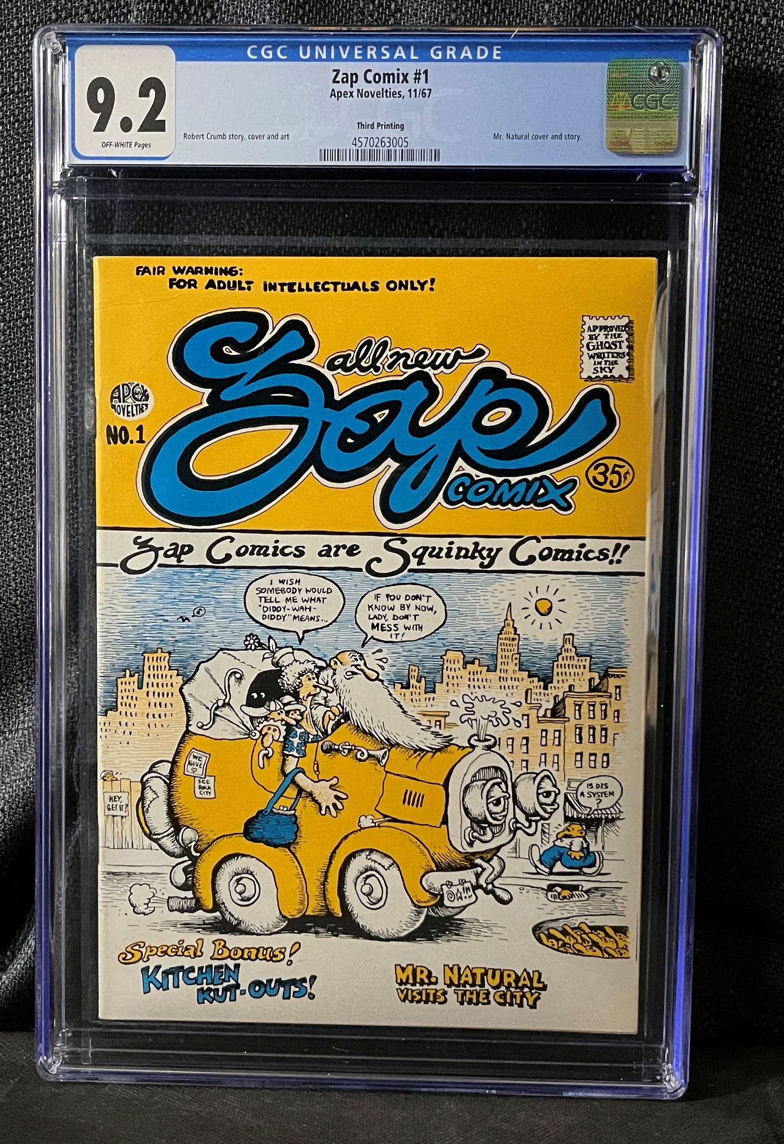 Zap Comix #1, Third Printing, CGC 9.2, Robert Crumb, Apex Novelties, 11/67 (1 of 1)