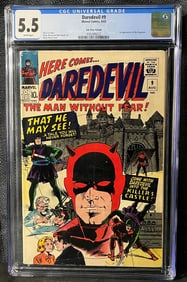 Daredevil #9, Marvel Comics, August 1965, U.K. Price Variant, CGC 5.5, 1st Appearance of the