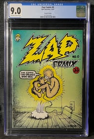 Zap Comix #0, Second Printing, CGC Graded 9.0, Apex Novelties, 1967