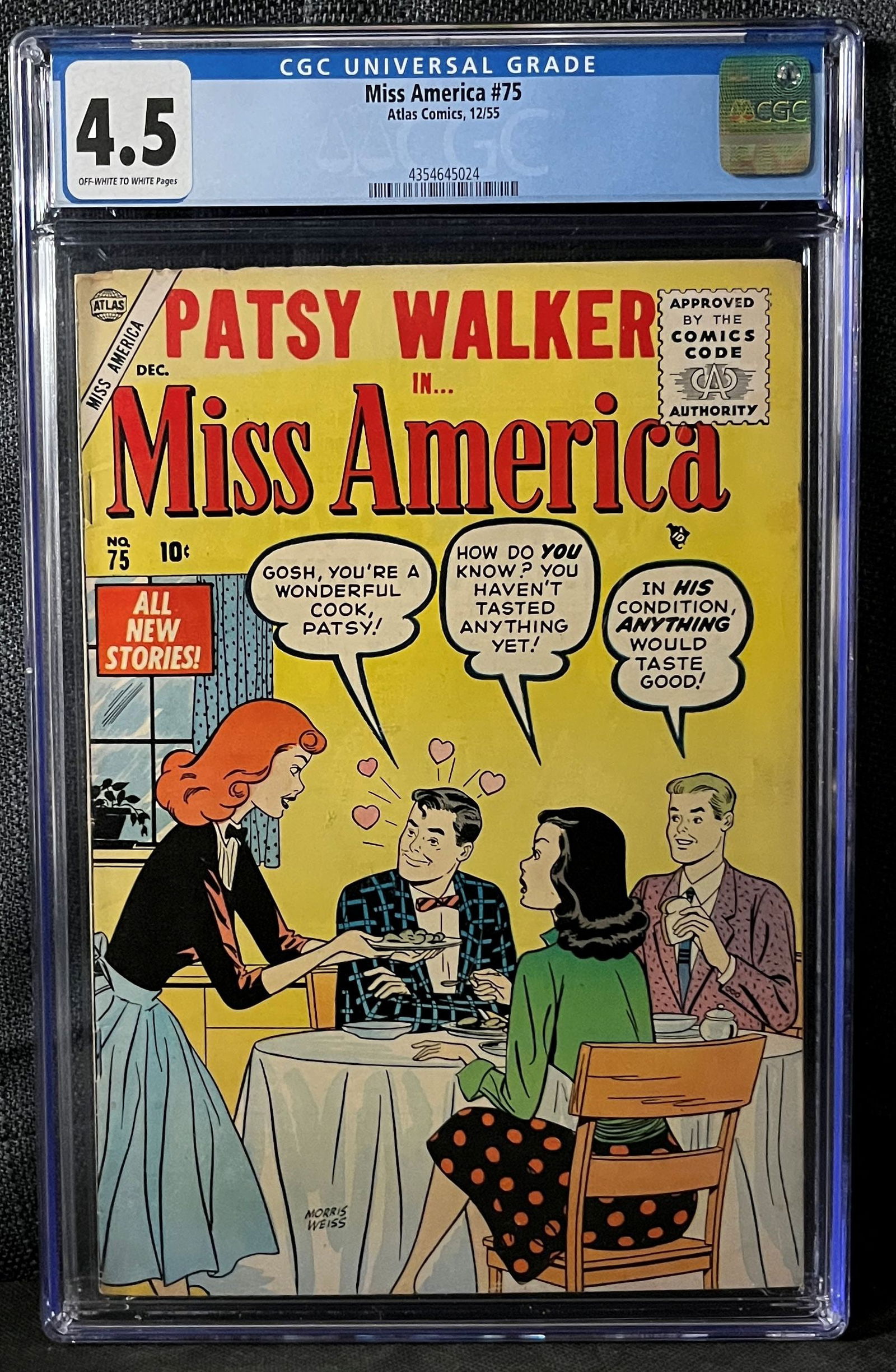 Atlas Comics Miss America #75 featuring Patsy Walker, December 1955, CGC Graded 4.5 (1 of 1)