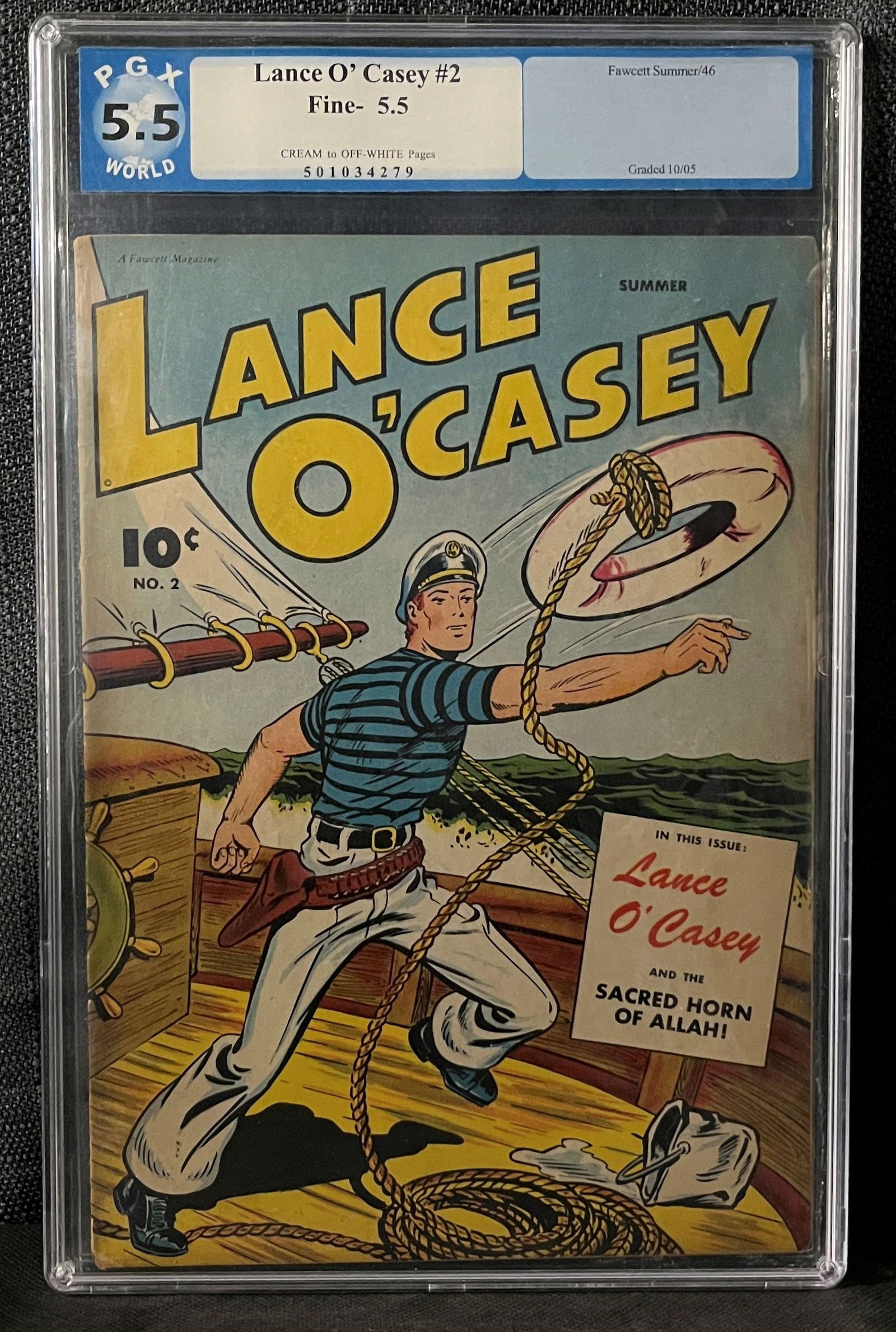 Lance O' Casey #2, Fawcett, Summer 1946, PGX Graded Fine- 5.5 (1 of 1)