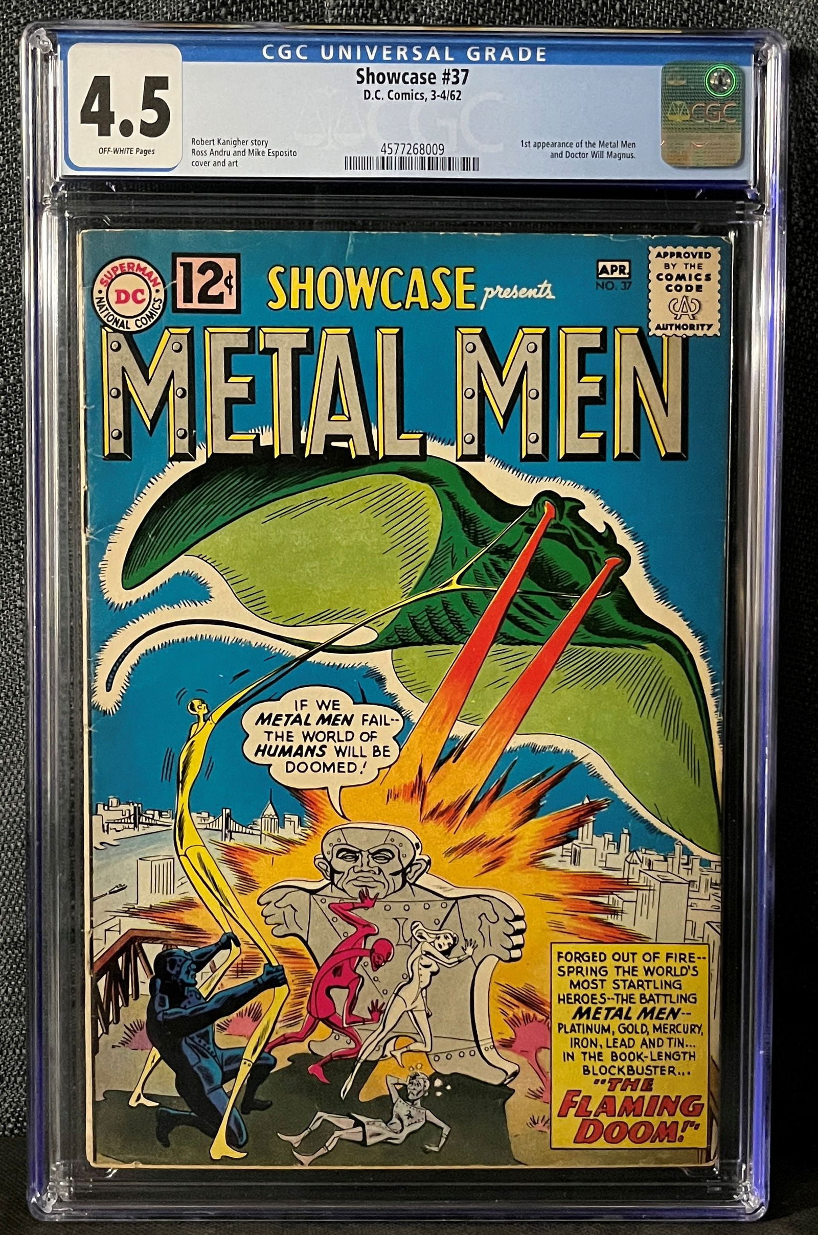 Showcase #37, D.C. Comics, 1962, First Appearance of The Metal Men, CGC Graded 4.5 (1 of 1)