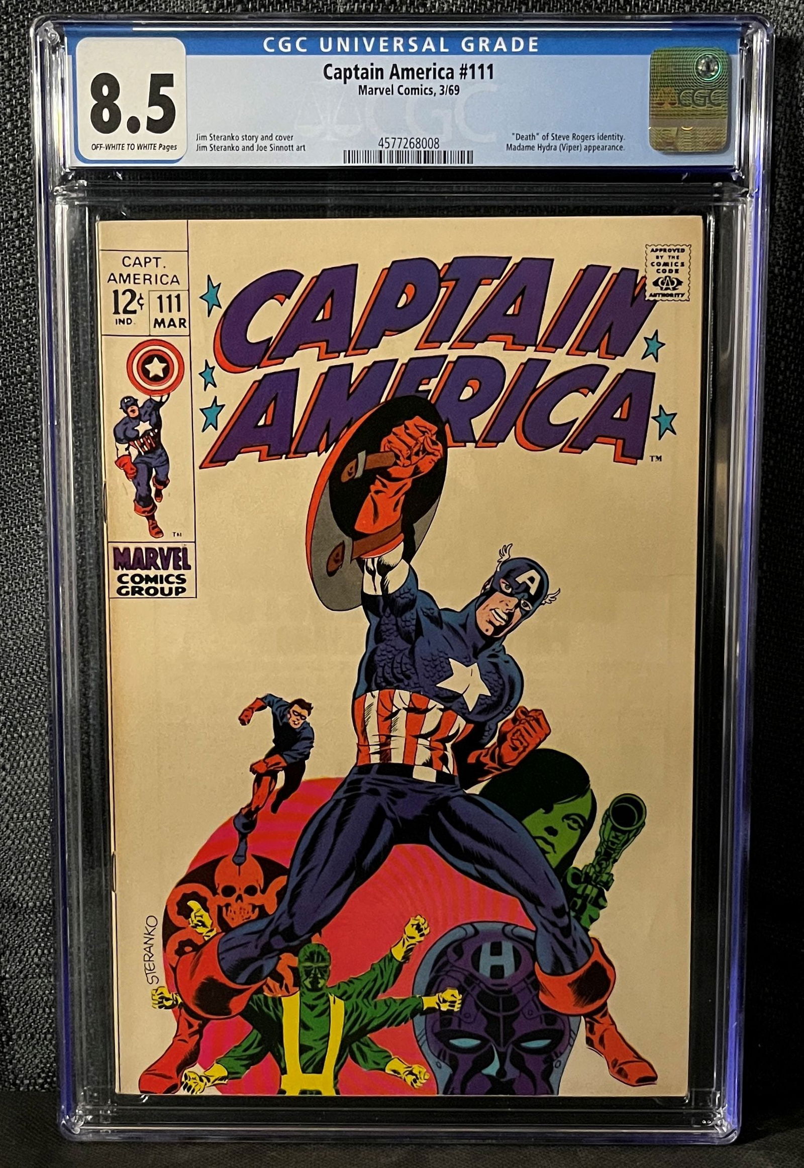 Captain America #111, Marvel Comics, March 1969, CGC Graded 8.5, Jim Steranko Cover & Art (1 of 1)